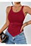 Ribbed Tank Top with Shirring Detail on the Side