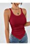 Ribbed Tank Top with Shirring Detail on the Side - 5