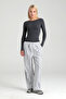 Poplin Striped Elastic Waist Trousers White