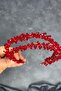 Red Sare Model Double Row Bridal Henna Crown Hair Accessory - 4