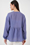 Women's Front Lace-Up Long Sleeve Blouse 946 - Indigo - 6