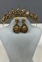 Neri model bridal wedding henna crown and shuttle earring set gold