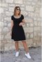 Women's short sleeve wide round neck viscose dress - 4