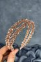 Rose color double row rhinestone lea bridal hair accessory bride henna crown - 6