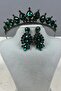Neri Model Wedding Henna Costume Crown and Shuttle Drop Earrings Set Green
