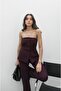Plum Coated Button Strapless Trousers Suit