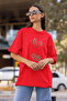 Rabbit Printed Women's Crew Neck Cotton Oversize Short Sleeve T-Shirt - 2