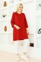 Women's Red Oversize Tunic T-Shirt – Half Sleeve, Round Neck, Relaxed Fit - 3