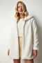 Oversize Furry Plush Coat with Hood - Ecru Lrv0023