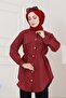 Pocket Covered Waist Lace-Up Tunic-Burgundy - 4