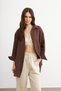Kadın Acı Kahve Oversize Basic Müslin Gömlek