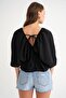 4703 Women's V-Neck Elastic Modal Blouse Black - 6