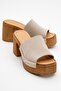 Women's Genuine Leather Clogs Slippers 6318 Beige Suede - 4
