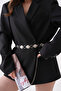Women's Silver Metal Embossed Accessory and Ring Design Chain Belt 7650 - 4