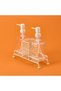 Arow Cream 2-Piece Glass Liquid Soap Dispenser with Metal Stand - Transparent / Cream - 200 ml - 3