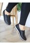 Women's Daily Lightweight Elastic Black Ballerina Shoes with Orthopedic Soles - 3