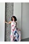 Women's Floral Print Halter Neck Chiffon Long Dress - 5