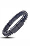 White Detailed Knitted Leather Men's Bracelet - 2