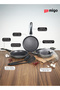 Nonstick Granite Cookware Set–6PiecePremium Induction with Fry Pan,Kadai,GlassLid&Spatulas-GreyMFKT6 - 3
