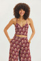 Patterned V-Neck Strap Crop Top Purple - 3