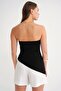 2013 Women's Gathered Waist Asymmetrical Strapless Blouse Black - 6