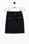 Black Front Pocket Elastic Waist Girl's Jean Shorts Skirt 21120 - 4