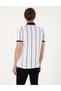 Navy Blue Stripe Detailed Slim Fit 100% Cotton Zippered Polo Collar T-Shirt 50307519-Vr033 - 5