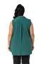 Plus Size Sleeveless Emerald Green Shirt with Pleated Detail on the Back - 3