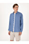 Blue 100% Linen Regular Fit Long Sleeve Shirt 50303293-Vr036 - 4