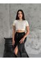 Button Detail Women's Skirt with Back Zipper and Slit - 4
