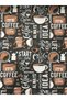Coffee Coffee Patterned Fabric Throw Pillow Upholstery Fabric Digital Printing
