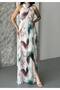 Women's Floral Print Halter Neck Chiffon Long Dress