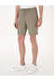 Khaki Slim Fit 100% Linen Elastic Waist Lace up Woven Shorts 50301780-Vr027 - 2