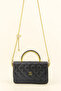 Women's Black Quilted Box Double Strap Cross Evening Dress Hand Bag - 6