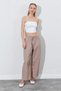 Women's Mink Casual Cut Pants with Elastic Waist and Hidden Pocket Detail - 5