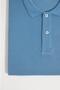 Men's Big Size 100% Cotton Plain Pique Short Sleeve Blue Polo Collar T-Shirt - 2