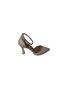 Yazkiş Women Satin Skin Silver Black Ankle Strap 9cm Candlestick Heel Pointed Toe Evening Dress Shoes - 2