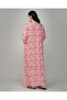 Ladies Colourful Printed Jalabiya – Red Full-Sleeve with Embroidery Detailing on Neck - 3
