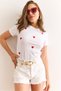 Women's White Heart Embroidered Crop Lycra Cotton T-Shirt Tsh-19000918 - 5