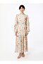 Floral Patterned Chiffon Hijab Dress - Orange - Refka - 7