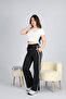 Women's Smoked Striped Slit High Waist Wide Leg Sweatpants - 5