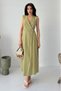 Green Double Breasted Cutout Sleeveless Long Linen Dress