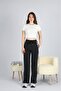 Women's Smoked Striped Slit High Waist Wide Leg Sweatpants - 2