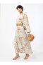 Floral Patterned Chiffon Hijab Dress - Orange - Refka