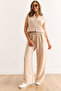 Women's Stone Bottom Top Linen Look Suit Tkm-19000395