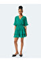 Tiered voluminous v neck polka dot gipped mini dress. - 3