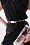 Leopard Pattern Thin Faux Leather Gold Buckle Detail Women's Belt 2297 - 6