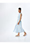 Viscose fabric pocket belted sleeveless maxi striped shirt dress.