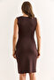 Women's Brown Accessory Slim Mini Scuba Dress Elb-19002442 - 7