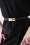 Black Thin Faux Leather Gold Buckle Detail Women's Belt 2297 - 2
